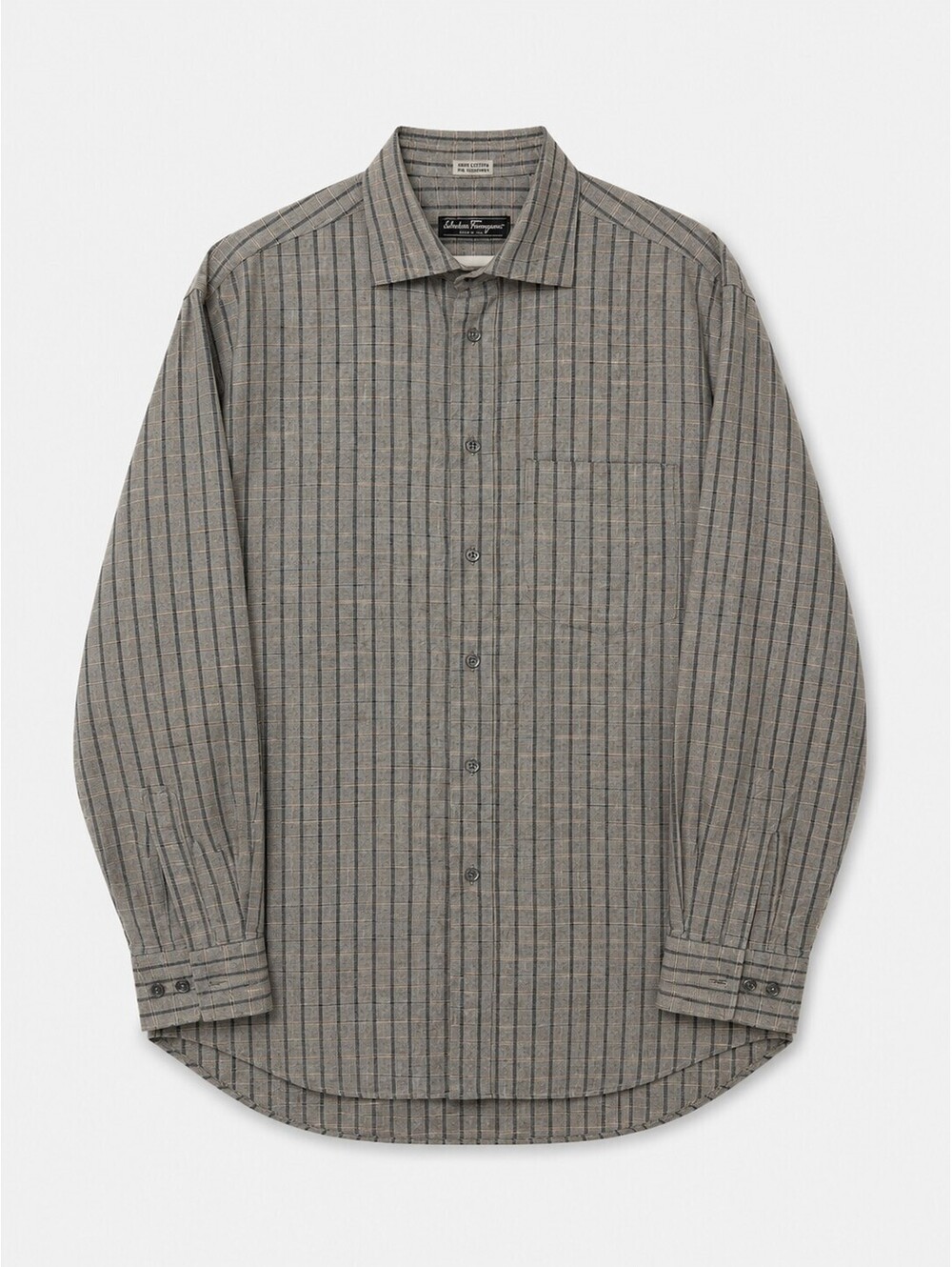 Salvatore Ferragamo Plaid Cotton Button Up Shirt Made in Italy